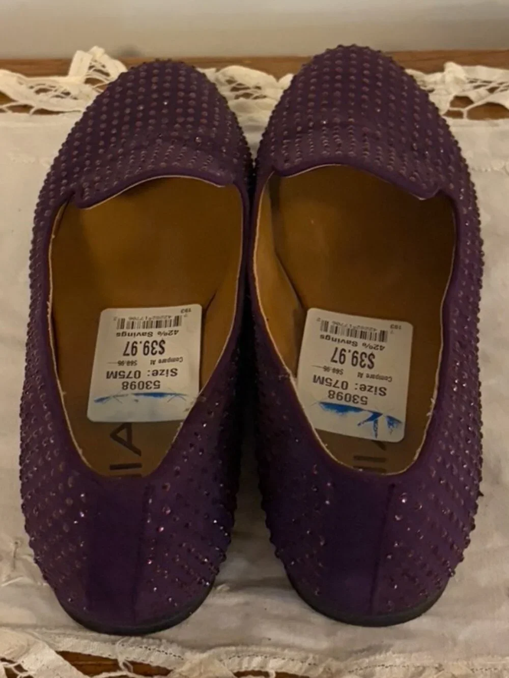 Mia Women's Size 7.5 Bedazzle Rhinestone Speckled Ballet Flat. Purple